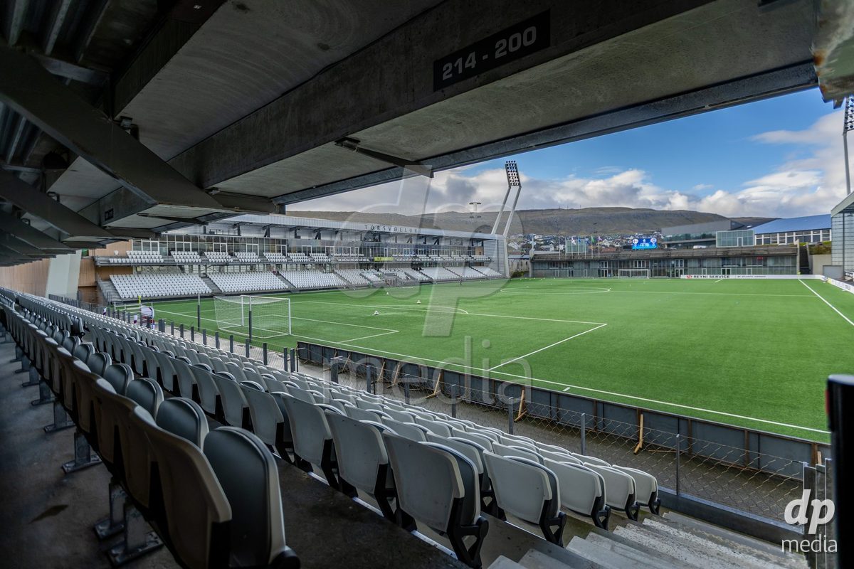 TORSHAVN, FAROE ISLANDS - OCTOBER 6:  Torsvollur Stadium during the UEFA European Qualifiers match between Faroe Islands U21 and Iceland U21 at Torsvollur on October 6, 2026 in Torshavn, Faroe Islands.