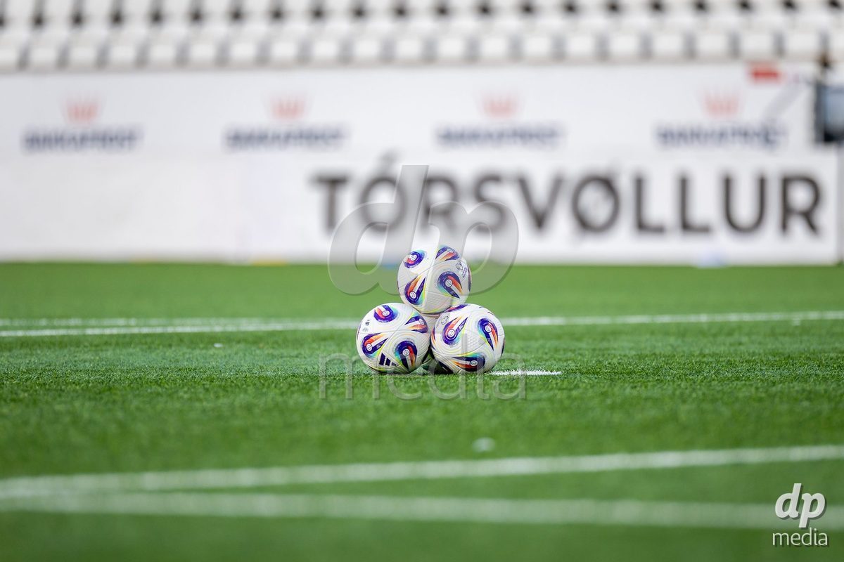 TORSHAVN, FAROE ISLANDS - OCTOBER 6:  Balls at Torsvollur Stadium during the UEFA European Qualifiers match between Faroe Islands U21 and Iceland U21 at Torsvollur on October 6, 2026 in Torshavn, Faroe Islands.