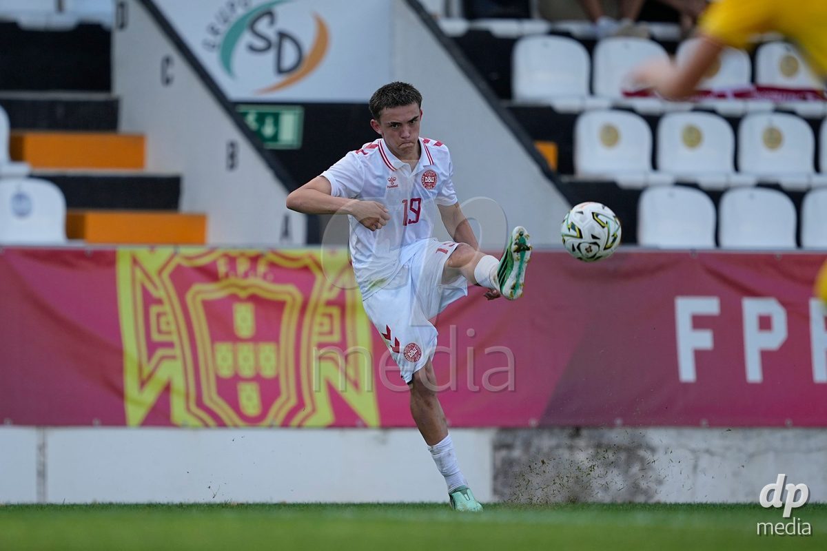 CALDAS DA RAINHA, PORTUGAL - OCTOBER 6: Tahir Kolici of Denmark during the International Friendly match between Romania U16 and Denmark U16 at Campo da Mata on October 6, 2026 in Caldas da Rainha, Portugal.