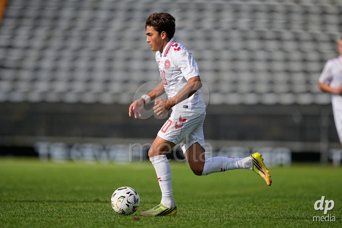 CALDAS DA RAINHA, PORTUGAL - OCTOBER 6: Frederik Abrahamsen of Denmark during the International Friendly match between Romania U16 and Denmark U16 at Campo da Mata on October 6, 2026 in Caldas da Rainha, Portugal.