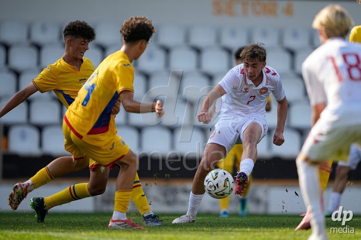 CALDAS DA RAINHA, PORTUGAL - OCTOBER 6: Nicklas Haarup of Denmark during the International Friendly match between Romania U16 and Denmark U16 at Campo da Mata on October 6, 2026 in Caldas da Rainha, Portugal.
