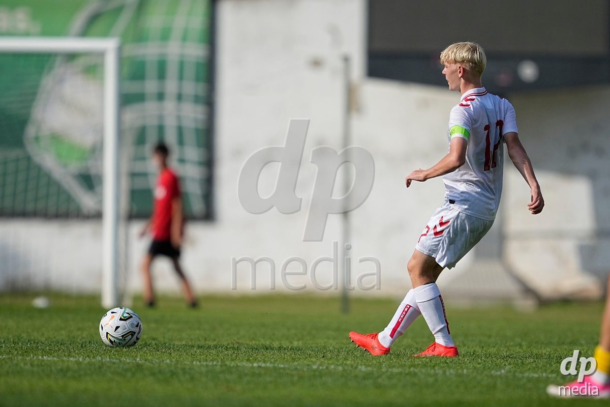 CALDAS DA RAINHA, PORTUGAL - OCTOBER 6: Eskild Frederiksen of Denmark during the International Friendly match between Romania U16 and Denmark U16 at Campo da Mata on October 6, 2026 in Caldas da Rainha, Portugal.