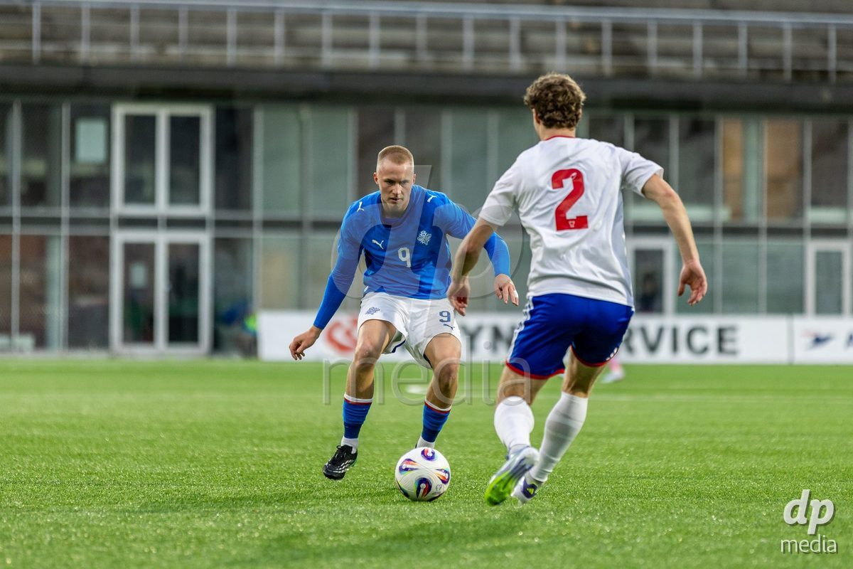 TORSHAVN, FAROE ISLANDS - OCTOBER 6: Daníel Tristan Guðjohnsen of Iceland during the UEFA European Qualifiers match between Faroe Islands U21 and Iceland U21 at Torsvollur on October 6, 2026 in Torshavn, Faroe Islands.