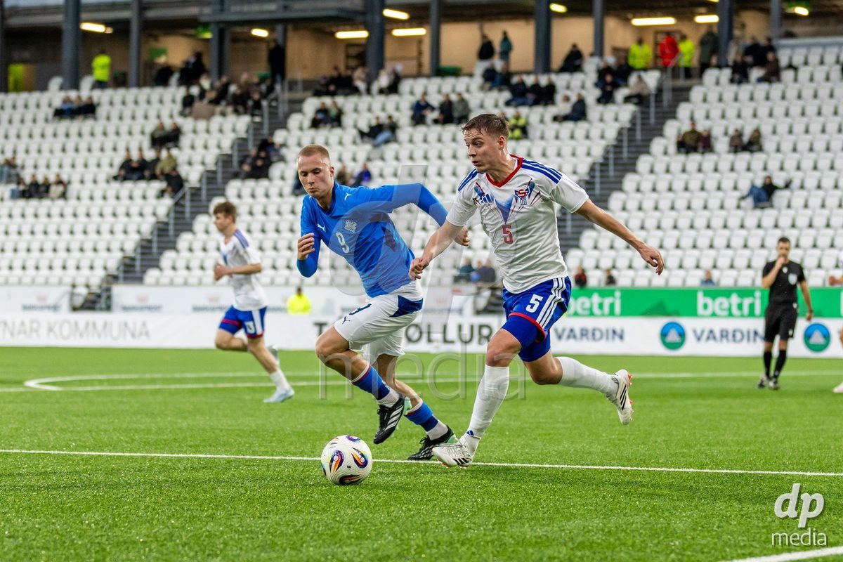 TORSHAVN, FAROE ISLANDS - OCTOBER 6: Daníel Tristan Guðjohnsen of Iceland during the UEFA European Qualifiers match between Faroe Islands U21 and Iceland U21 at Torsvollur on October 6, 2026 in Torshavn, Faroe Islands.