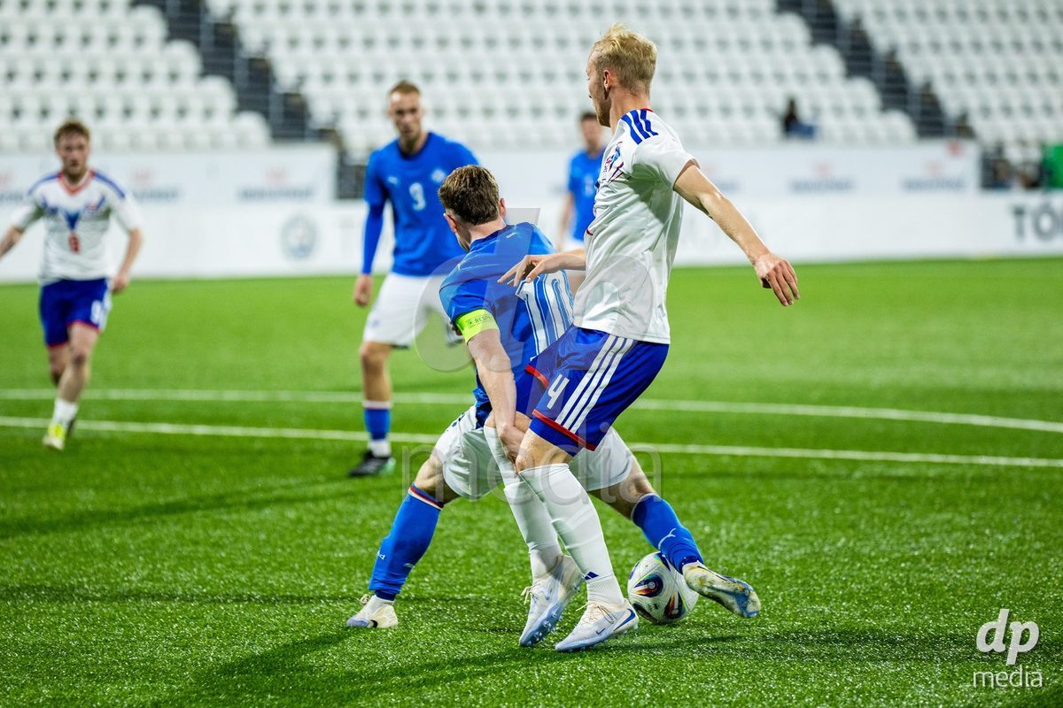 TORSHAVN, FAROE ISLANDS - OCTOBER 6: Eggert Aron Guðmundsson of Iceland during the UEFA European Qualifiers match between Faroe Islands U21 and Iceland U21 at Torsvollur on October 6, 2026 in Torshavn, Faroe Islands.