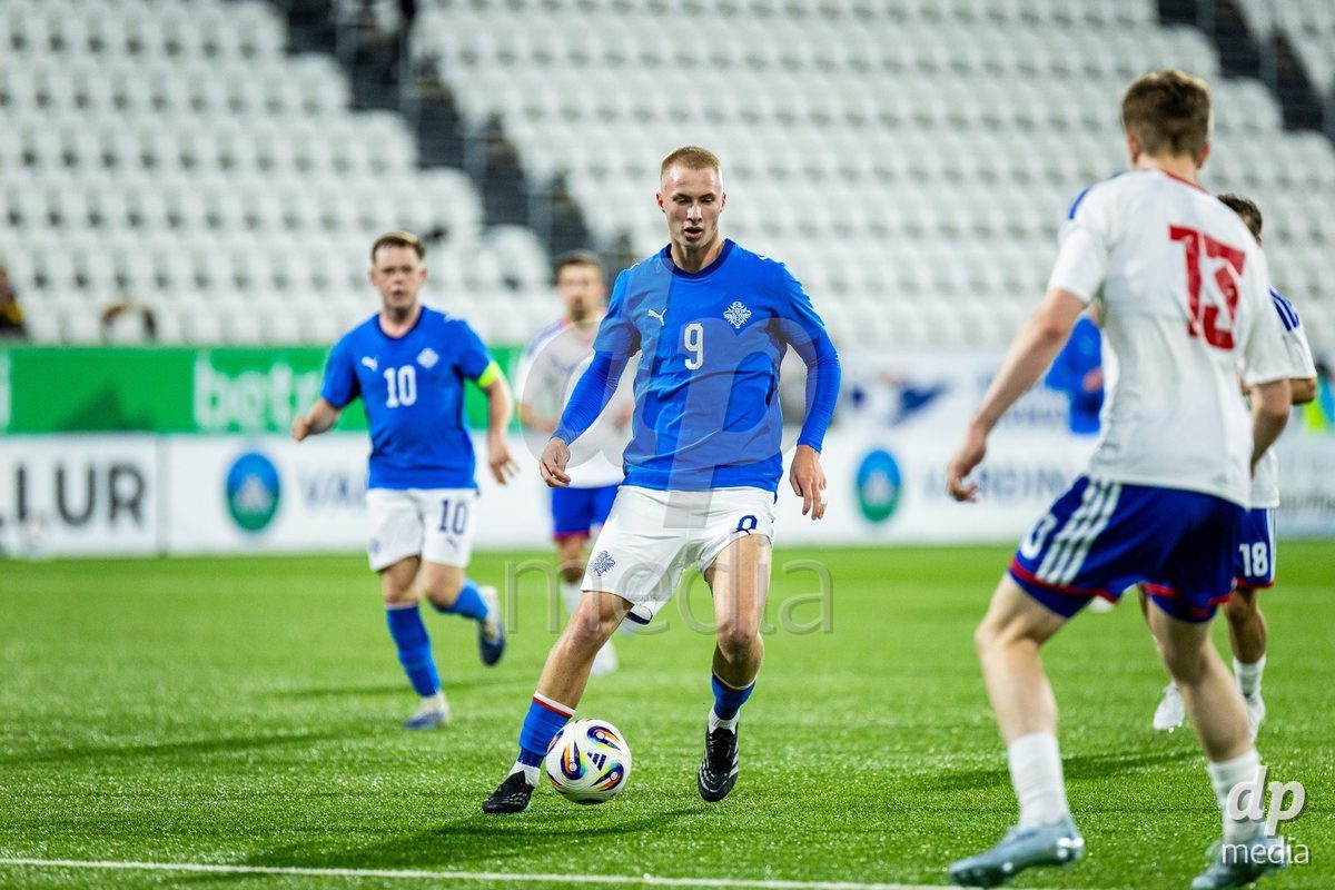 TORSHAVN, FAROE ISLANDS - OCTOBER 6: Daníel Tristan Guðjohnsen of Iceland during the UEFA European Qualifiers match between Faroe Islands U21 and Iceland U21 at Torsvollur on October 6, 2026 in Torshavn, Faroe Islands.