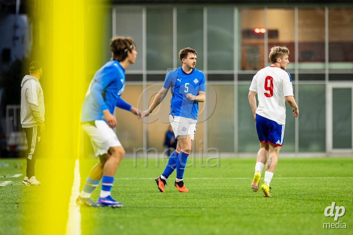 TORSHAVN, FAROE ISLANDS - OCTOBER 6: Hlynur Freyr Karlsson of Iceland during the UEFA European Qualifiers match between Faroe Islands U21 and Iceland U21 at Torsvollur on October 6, 2026 in Torshavn, Faroe Islands.