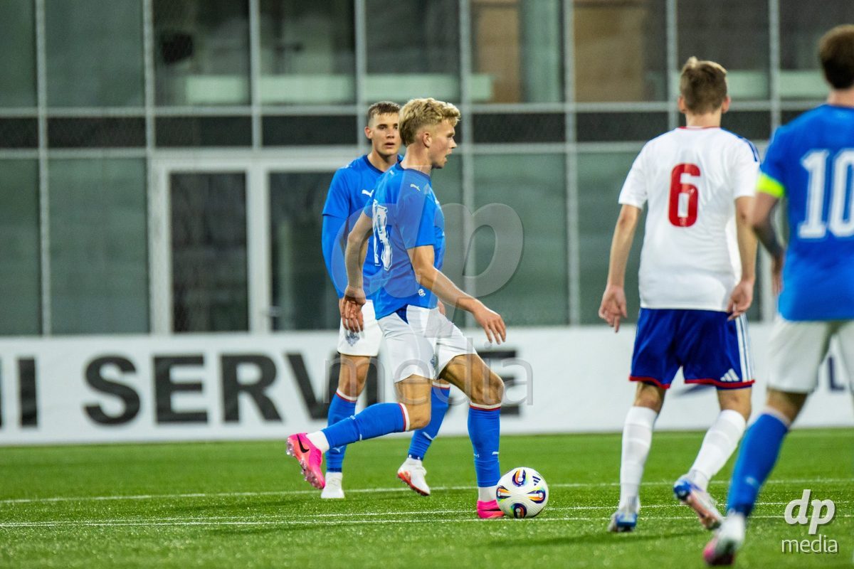 TORSHAVN, FAROE ISLANDS - OCTOBER 6: player of Iceland during the UEFA European Qualifiers match between Faroe Islands U21 and Iceland U21 at Torsvollur on October 6, 2026 in Torshavn, Faroe Islands.