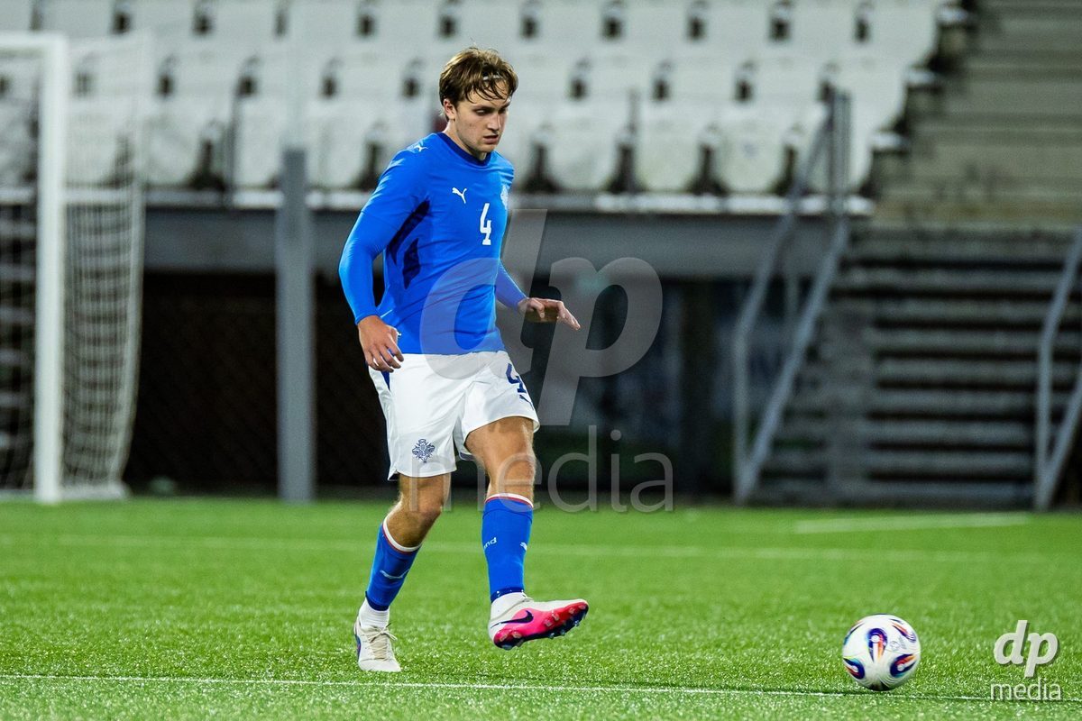 TORSHAVN, FAROE ISLANDS - OCTOBER 6: Davíð Helgi Aronsson of Iceland during the UEFA European Qualifiers match between Faroe Islands U21 and Iceland U21 at Torsvollur on October 6, 2026 in Torshavn, Faroe Islands.