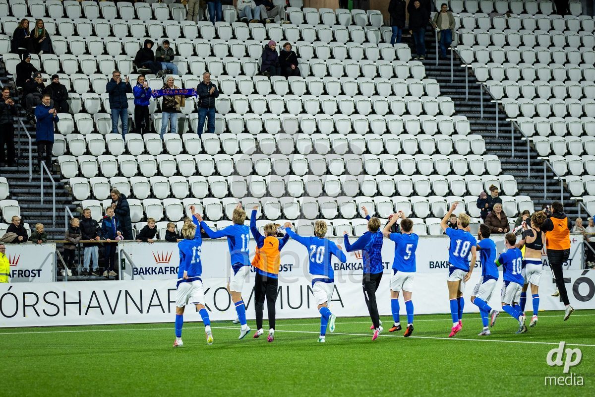 TORSHAVN, FAROE ISLANDS - OCTOBER 6: players of Iceland during the UEFA European Qualifiers match between Faroe Islands U21 and Iceland U21 at Torsvollur on October 6, 2026 in Torshavn, Faroe Islands.