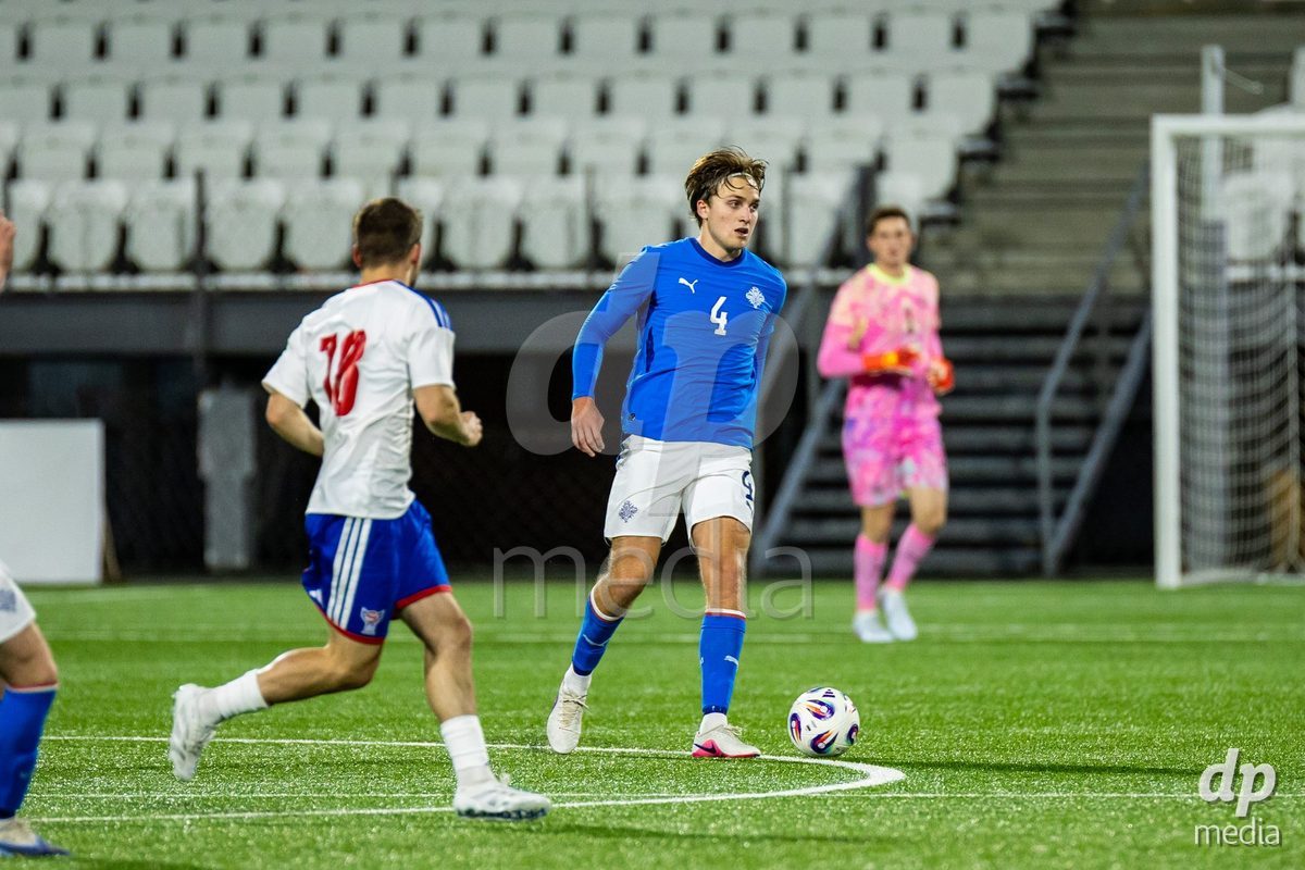 TORSHAVN, FAROE ISLANDS - OCTOBER 6: Davíð Helgi Aronsson of Iceland during the UEFA European Qualifiers match between Faroe Islands U21 and Iceland U21 at Torsvollur on October 6, 2026 in Torshavn, Faroe Islands.