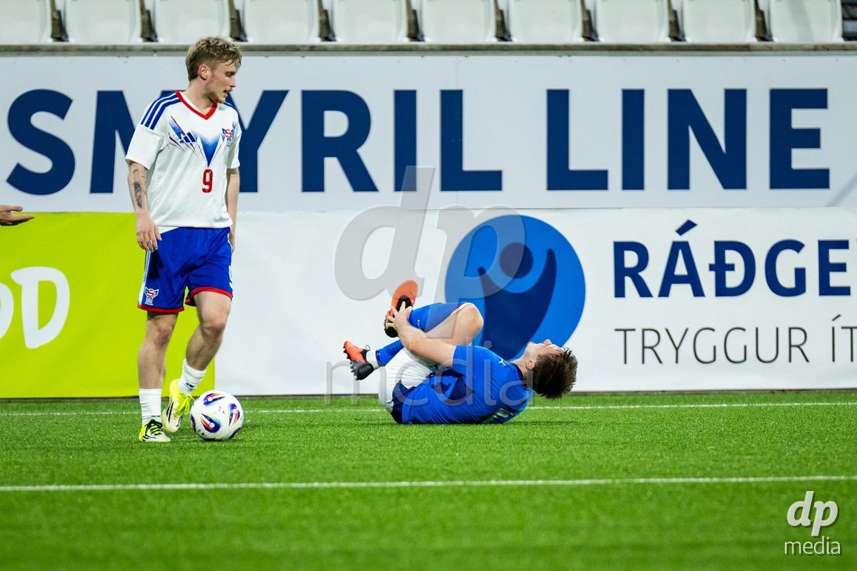 TORSHAVN, FAROE ISLANDS - OCTOBER 6: Hlynur Freyr Karlsson of Iceland during the UEFA European Qualifiers match between Faroe Islands U21 and Iceland U21 at Torsvollur on October 6, 2026 in Torshavn, Faroe Islands.