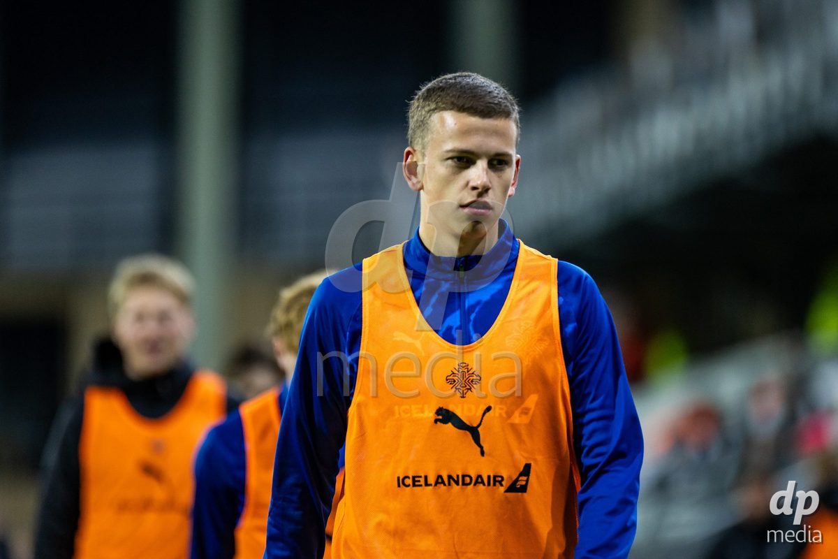 TORSHAVN, FAROE ISLANDS - OCTOBER 6: player of Iceland during the UEFA European Qualifiers match between Faroe Islands U21 and Iceland U21 at Torsvollur on October 6, 2026 in Torshavn, Faroe Islands.