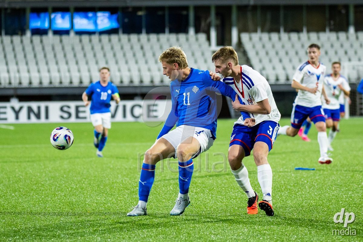 TORSHAVN, FAROE ISLANDS - OCTOBER 6: Hilmir Rafn Mikaelsson of Iceland during the UEFA European Qualifiers match between Faroe Islands U21 and Iceland U21 at Torsvollur on October 6, 2026 in Torshavn, Faroe Islands.
