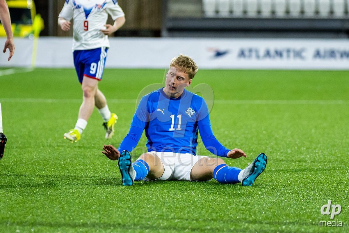 TORSHAVN, FAROE ISLANDS - OCTOBER 6: Hilmir Rafn Mikaelsson of Iceland during the UEFA European Qualifiers match between Faroe Islands U21 and Iceland U21 at Torsvollur on October 6, 2026 in Torshavn, Faroe Islands.
