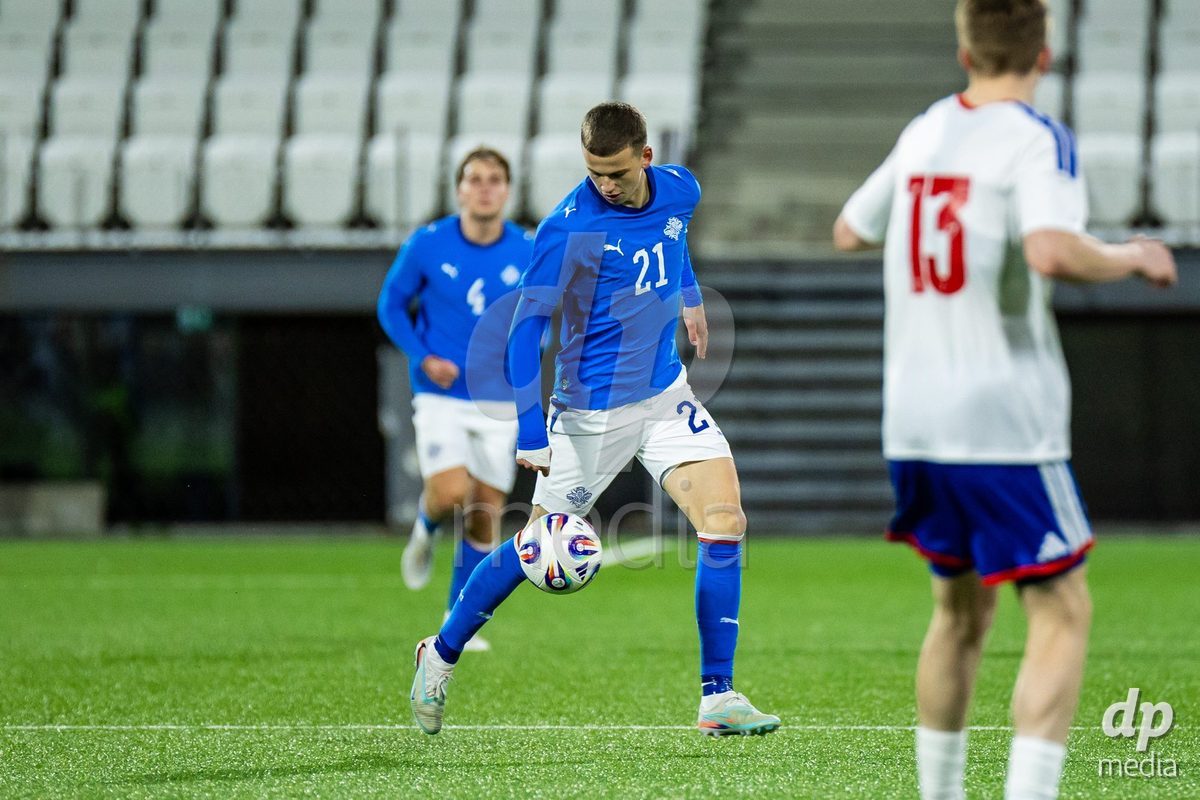 TORSHAVN, FAROE ISLANDS - OCTOBER 6: Tómas Orri Róbertsson of Iceland during the UEFA European Qualifiers match between Faroe Islands U21 and Iceland U21 at Torsvollur on October 6, 2026 in Torshavn, Faroe Islands.
