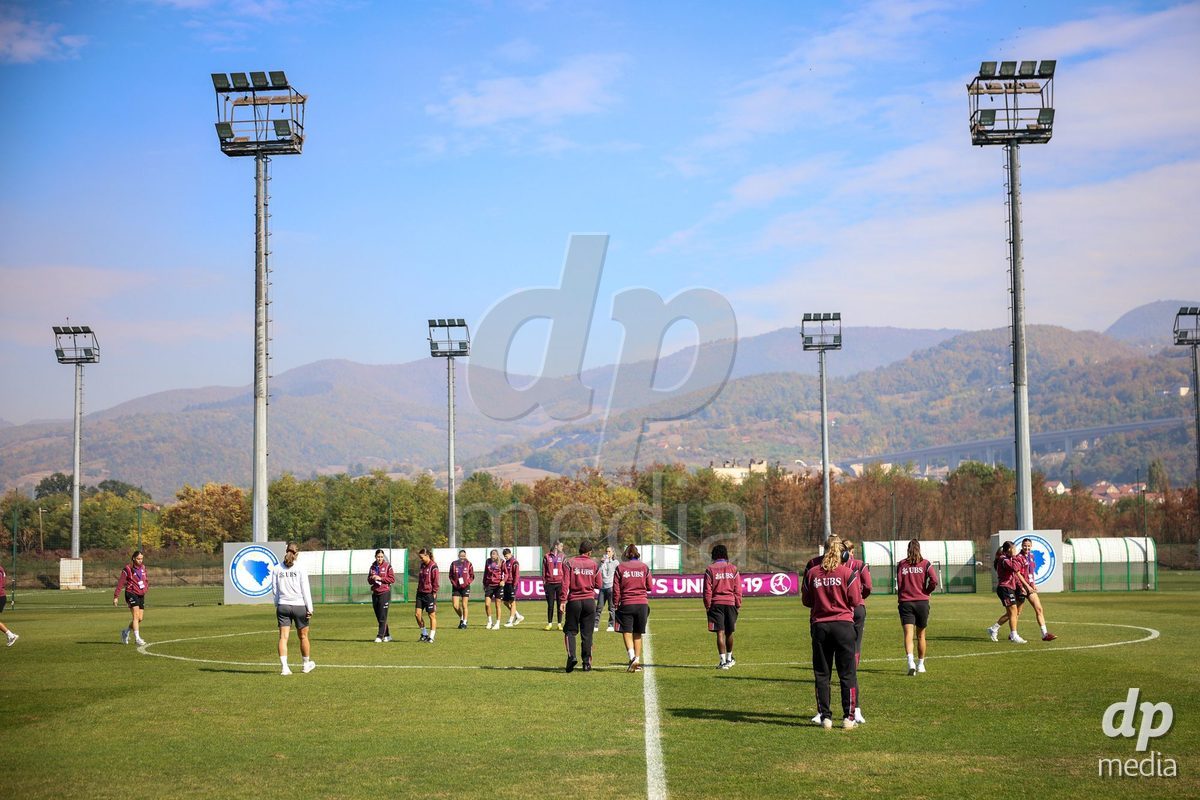 ZENICA, BOSNIA AND HERZEGOVINA - OCTOBER 7: Switzerland team during the UEFA Womens European Under-19 Qualifier match between Switzerland and Bosnia and Herzegovina at FF BH Football Training Centre on October 7, 2026 in Zenica, Bosnia and Herzegovina.