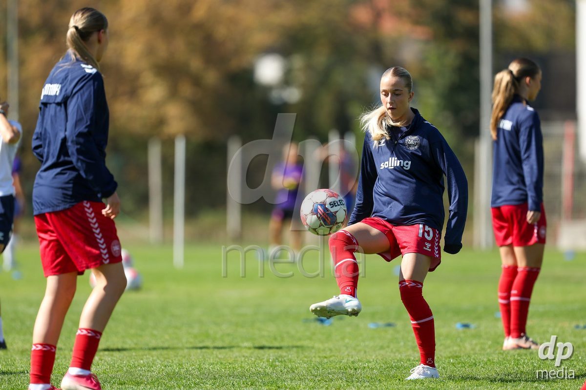 KAKANJ, BOSNIA AND HERZEGOVINA - OCTOBER 7: Frederikke Ludvigsen of Denmark during the UEFA Womens European Under-19 Qualifier match between England and Denmark at Mladost Stadium on October 7, 2026 in Kakanj, Bosnia and Herzegovina.