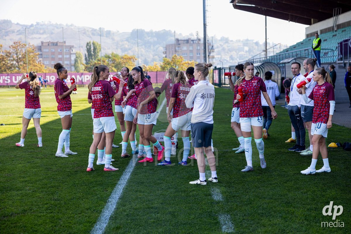 ZENICA, BOSNIA AND HERZEGOVINA - OCTOBER 7: Team of Switzerland during the UEFA Womens European Under-19 Qualifier match between Switzerland and Bosnia and Herzegovina at FF BH Football Training Centre on October 7, 2026 in Zenica, Bosnia and Herzegovina.