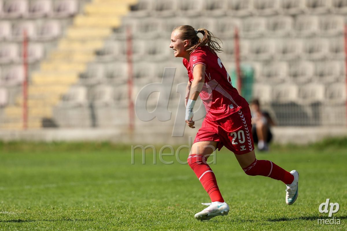 KAKANJ, BOSNIA AND HERZEGOVINA - OCTOBER 7: Nikoline Nielsen od Denmark during the UEFA Womens European Under-19 Qualifier match between England and Denmark at Mladost Stadium on October 7, 2026 in Kakanj, Bosnia and Herzegovina.