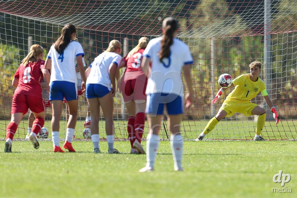 KAKANJ, BOSNIA AND HERZEGOVINA - OCTOBER 7: Isabella Damm of Denmark during the UEFA Womens European Under-19 Qualifier match between England and Denmark at Mladost Stadium on October 7, 2026 in Kakanj, Bosnia and Herzegovina.