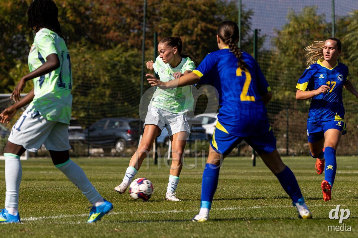 ZENICA, BOSNIA AND HERZEGOVINA - OCTOBER 7: Joya Kamber of Switzerland during the UEFA Womens European Under-19 Qualifier match between Switzerland and Bosnia and Herzegovina at FF BH Football Training Centre on October 7, 2026 in Zenica, Bosnia and Herzegovina.