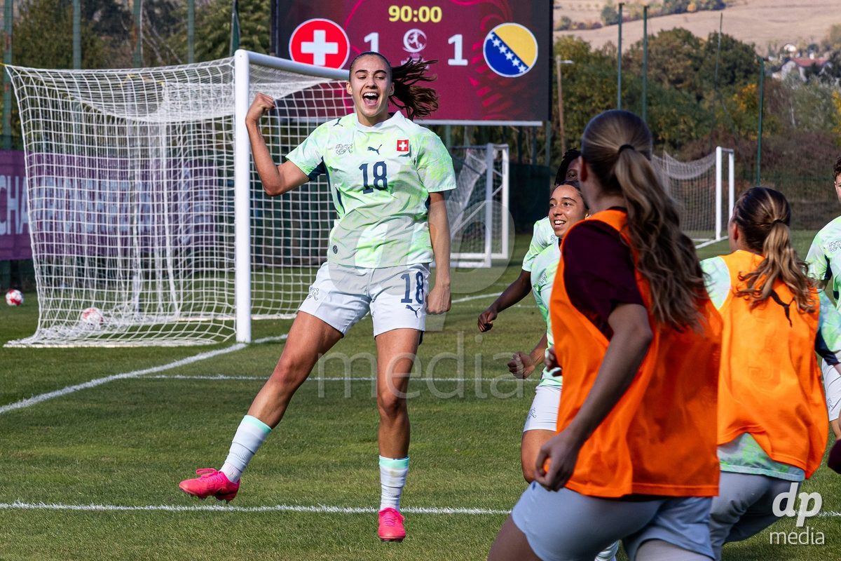 ZENICA, BOSNIA AND HERZEGOVINA - OCTOBER 7: Olivia Edelmann of Switzerland during the UEFA Womens European Under-19 Qualifier match between Switzerland and Bosnia and Herzegovina at FF BH Football Training Centre on October 7, 2026 in Zenica, Bosnia and Herzegovina.