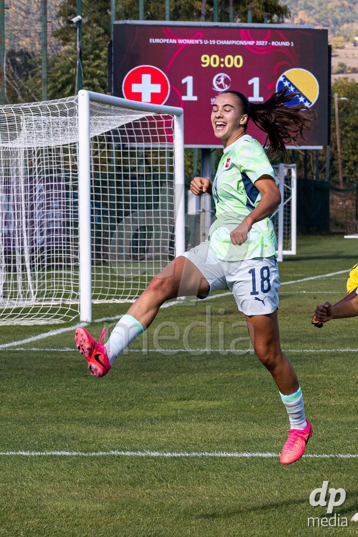 ZENICA, BOSNIA AND HERZEGOVINA - OCTOBER 7: Olivia Edelmann of Switzerland during the UEFA Womens European Under-19 Qualifier match between Switzerland and Bosnia and Herzegovina at FF BH Football Training Centre on October 7, 2026 in Zenica, Bosnia and Herzegovina.