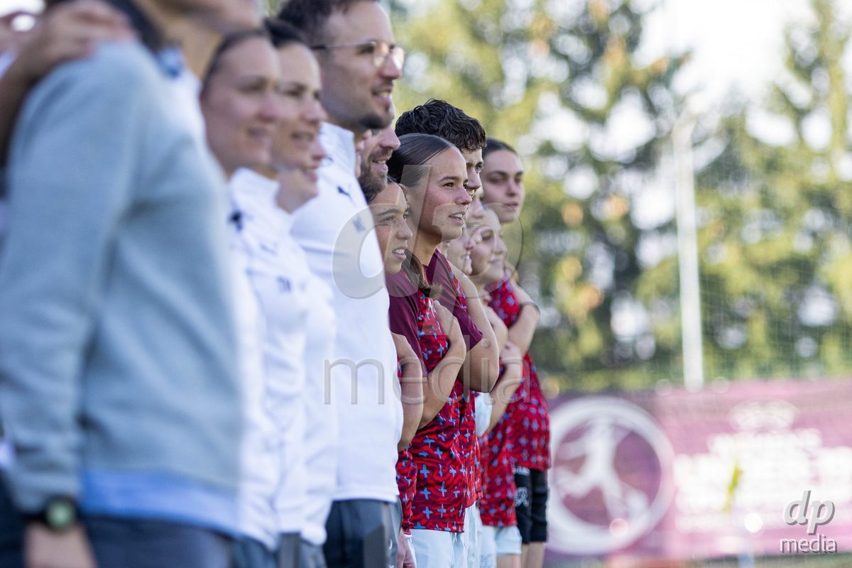 ZENICA, BOSNIA AND HERZEGOVINA - OCTOBER 7: Jasmin Bornemann, Ida Wegmann, Ramona Schallberger and Julia Aellig of Switzerland during the UEFA Womens European Under-19 Qualifier match between Switzerland and Bosnia and Herzegovina at FF BH Football Training Centre on October 7, 2026 in Zenica, Bosnia and Herzegovina.