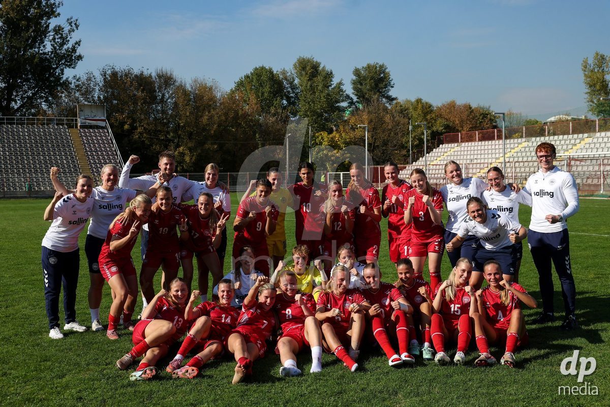 KAKANJ, BOSNIA AND HERZEGOVINA - OCTOBER 7: Team of Denmark during the UEFA Womens European Under-19 Qualifier match between England and Denmark at Mladost Stadium on October 7, 2026 in Kakanj, Bosnia and Herzegovina.