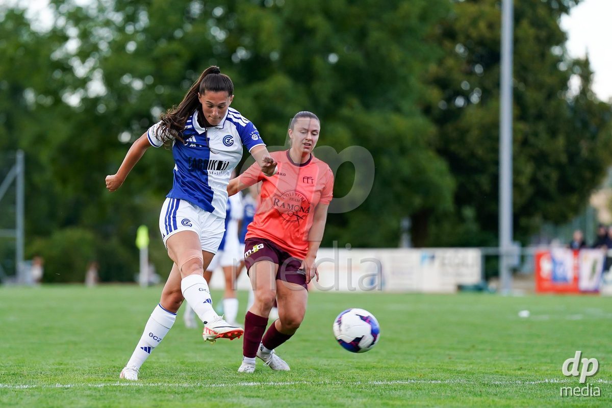 Switzerland: AXA Women's Cup 2026/27, FF Toggenburg v GC Frauenfussball - Breite Bütschwil: Yllka Kadriu of Grasshopper Club Zurich shoots the ball