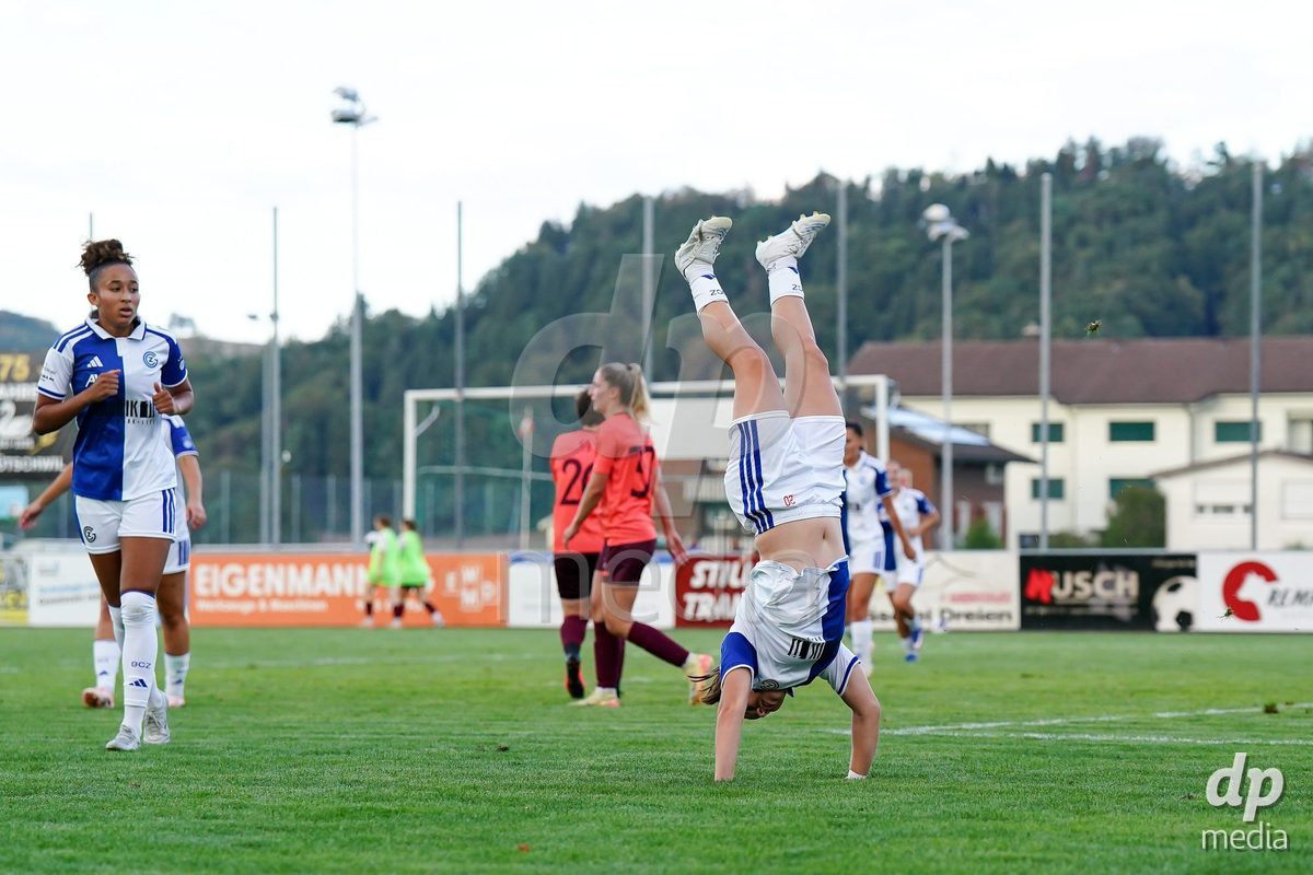 Switzerland: AXA Women's Cup 2026/27, FF Toggenburg v GC Frauenfussball - Breite Bütschwil: Michelle Storni of Grasshopper Club Zurich celebrates after scoring her team's first goal