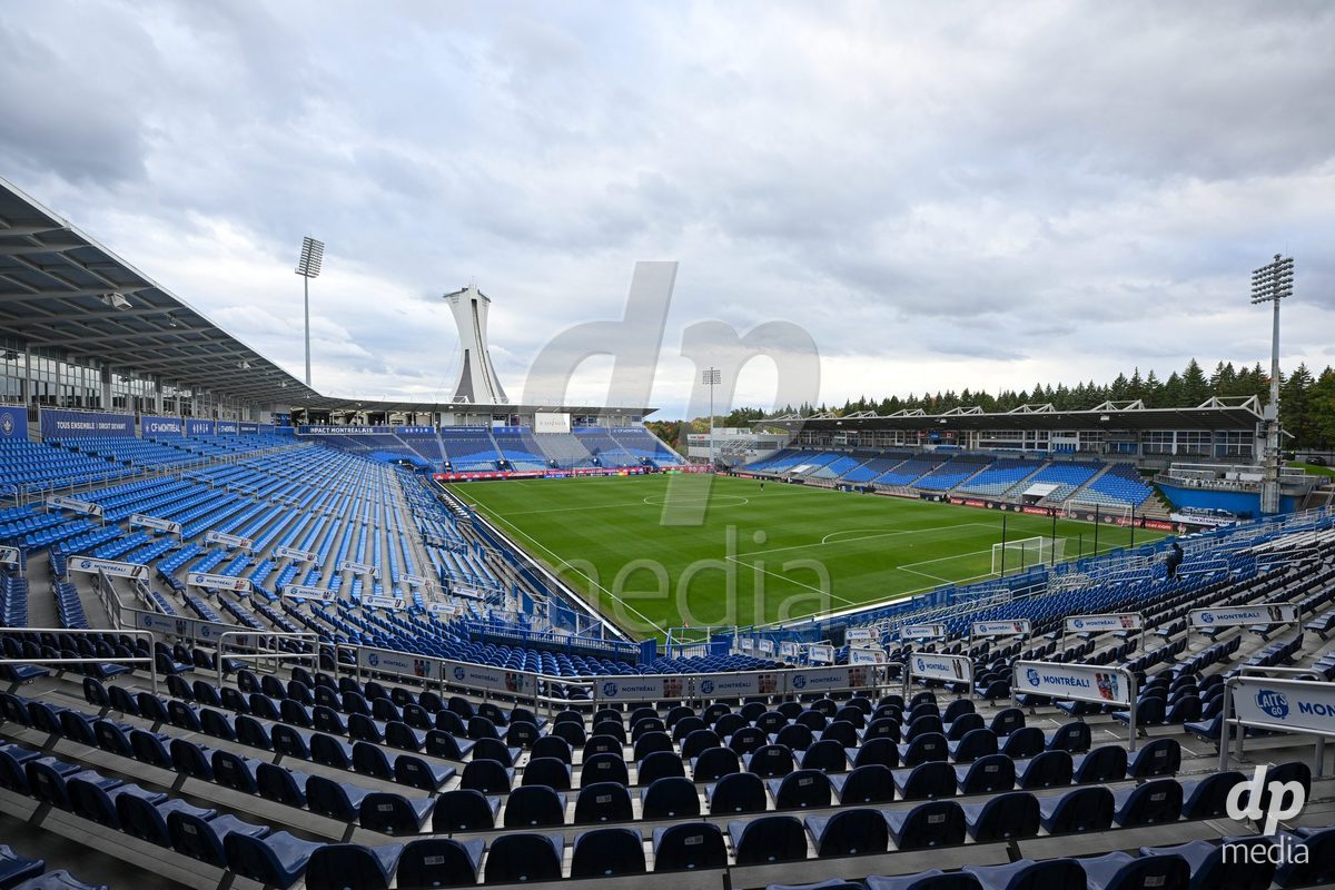 MONTREAL, CANADA - OCTOBER 9: General view inside the venue prior to the International Women's Friendly football match between Canada and Denmark at Stade Saputo on October 9, 2026 in Montreal, Canada.