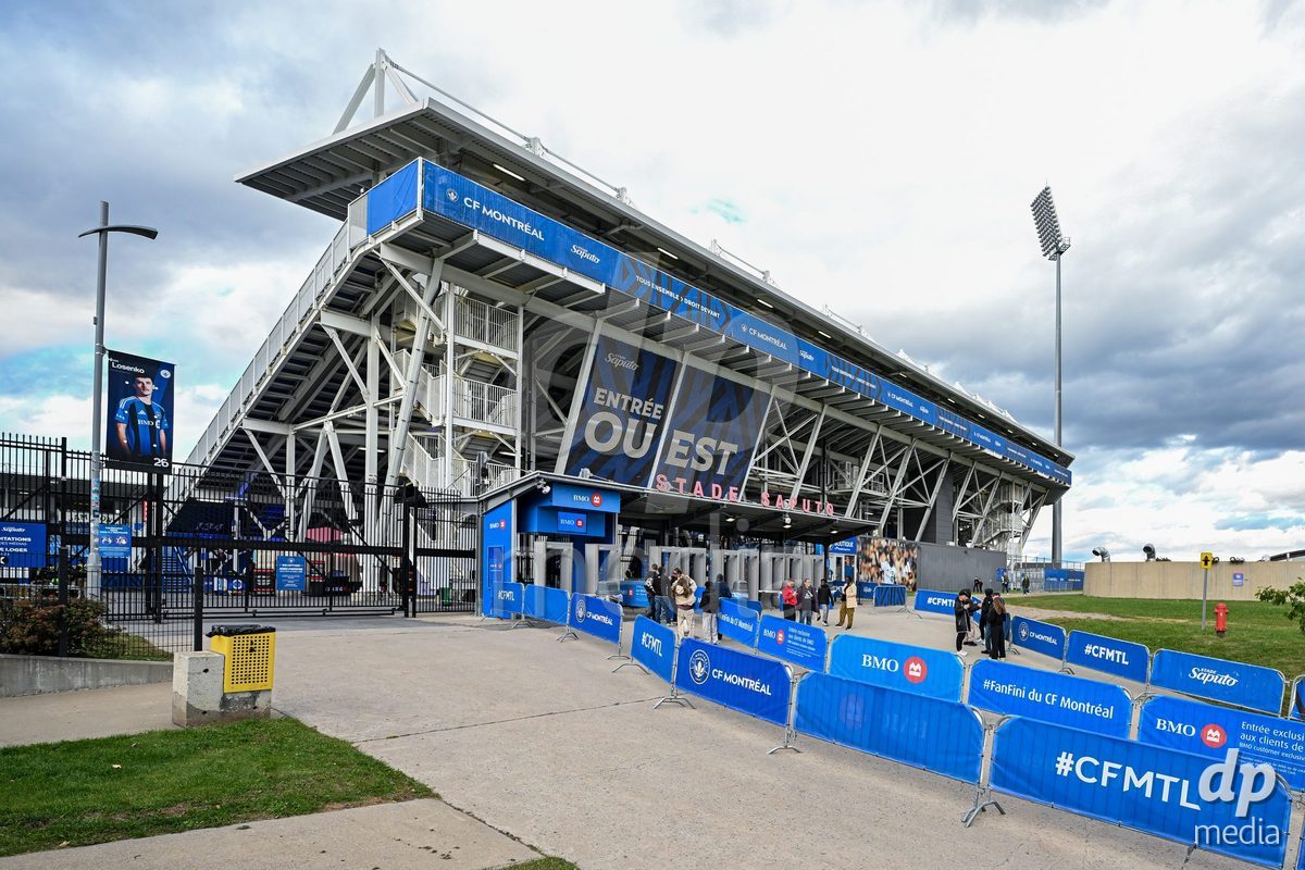 MONTREAL, CANADA - OCTOBER 9: General view outside the venue prior to the International Women's Friendly football match between Canada and Denmark at Stade Saputo on October 9, 2026 in Montreal, Canada.