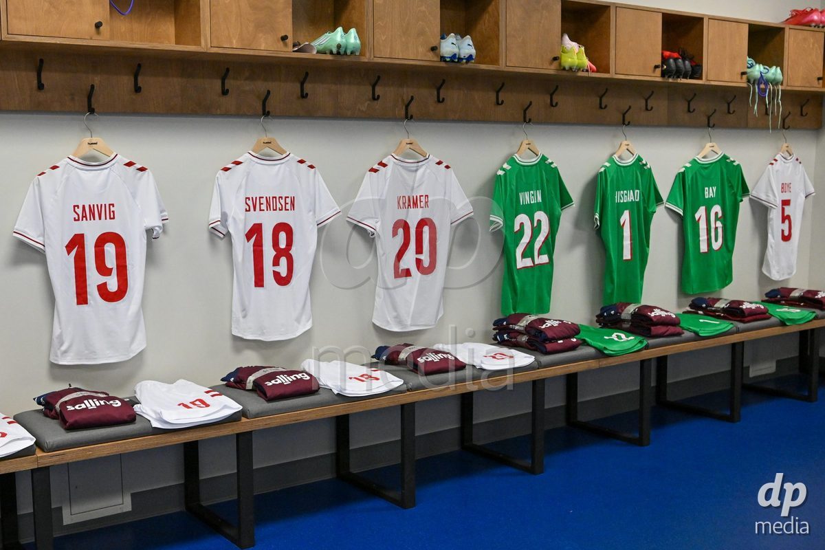MONTREAL, CANADA - OCTOBER 9: General view inside the locker room of Denmark prior to to the International Women's Friendly football match between Canada and Denmark at Stade Saputo on October 9, 2026 in Montreal, Canada.