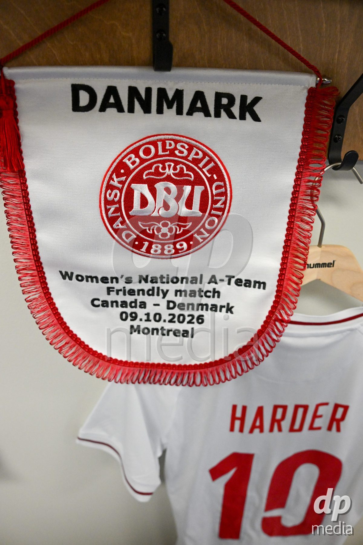 MONTREAL, CANADA - OCTOBER 9: General view inside the locker room of Denmark prior to to the International Women's Friendly football match between Canada and Denmark at Stade Saputo on October 9, 2026 in Montreal, Canada.