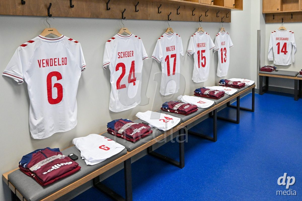 MONTREAL, CANADA - OCTOBER 9: General view inside the locker room of Denmark prior to to the International Women's Friendly football match between Canada and Denmark at Stade Saputo on October 9, 2026 in Montreal, Canada.