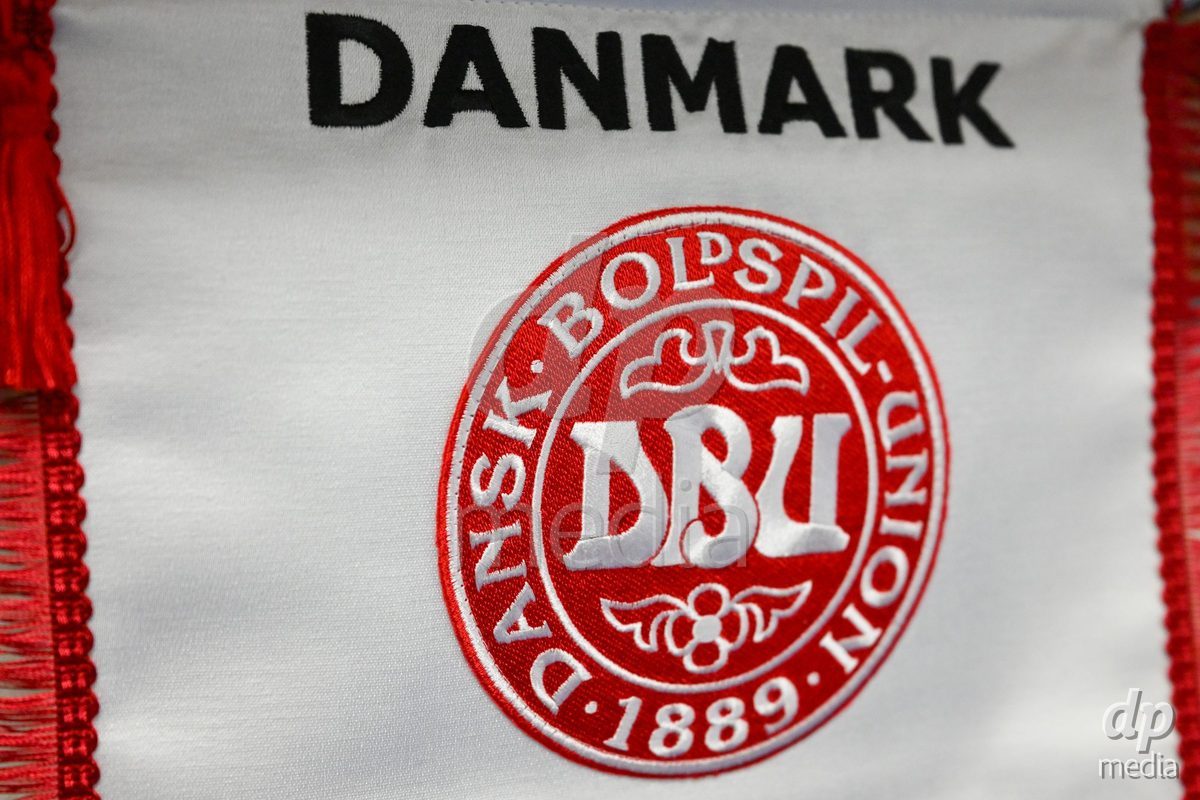 MONTREAL, CANADA - OCTOBER 9: General view of the pennant of Denmark shown inside the locker room of Denmark prior to to the International Women's Friendly football match between Canada and Denmark at Stade Saputo on October 9, 2026 in Montreal, Canada.