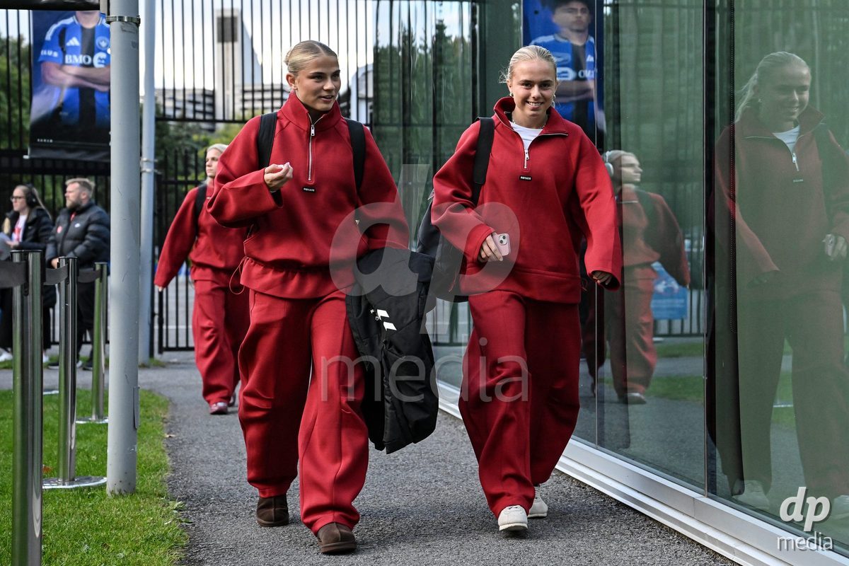 MONTREAL, CANADA - OCTOBER 9: Players of Denmark arrive at the venue prior to the International Women's Friendly football match between Canada and Denmark at Stade Saputo on October 9, 2026 in Montreal, Canada.