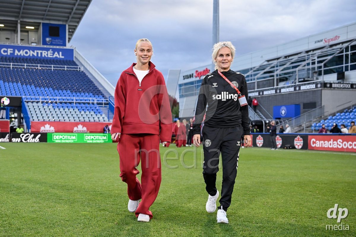 MONTREAL, CANADA - OCTOBER 9: Players of Denmark arrive prior to the International Women's Friendly football match between Canada and Denmark at Stade Saputo on October 9, 2026 in Montreal, Canada.