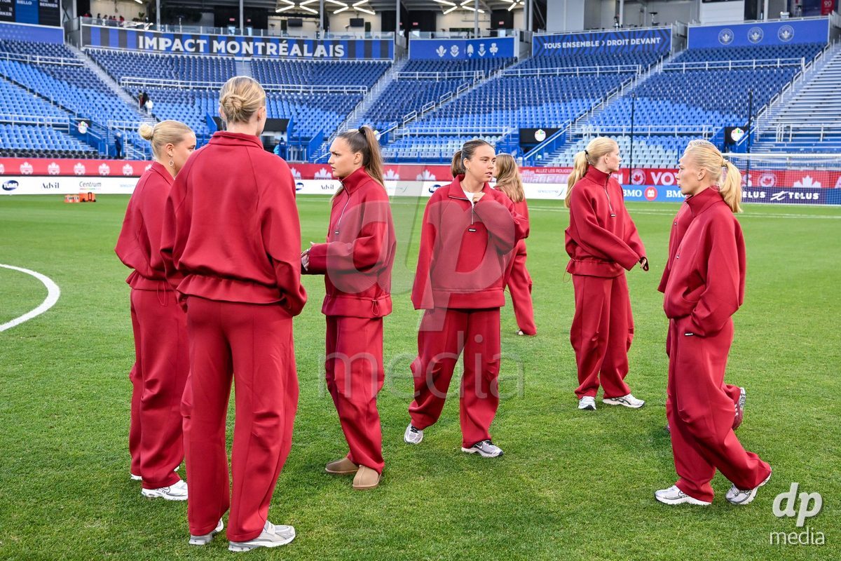 MONTREAL, CANADA - OCTOBER 9: Players of Denmark arrive prior to the International Women's Friendly football match between Canada and Denmark at Stade Saputo on October 9, 2026 in Montreal, Canada.