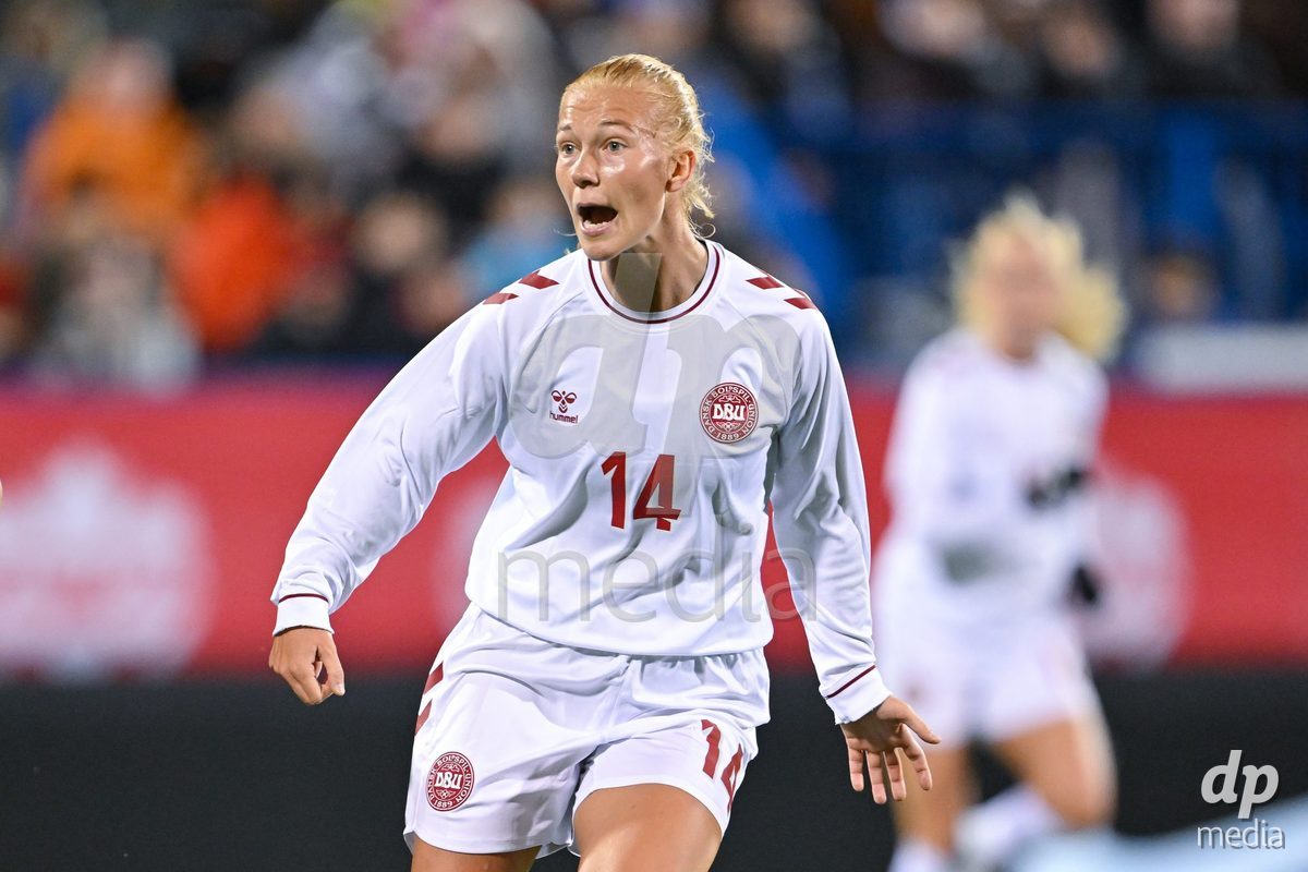 MONTREAL, CANADA - OCTOBER 9: Sofie Bredgaard of Denmark reacts during the International Women's Friendly football match between Canada and Denmark at Stade Saputo on October 9, 2026 in Montreal, Canada.