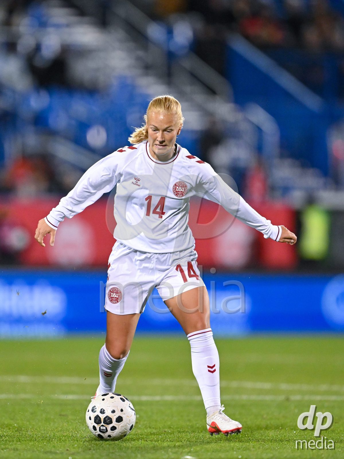 MONTREAL, CANADA - OCTOBER 9: Sofie Bredgaard of Denmark controls the ball during the International Women's Friendly football match between Canada and Denmark at Stade Saputo on October 9, 2026 in Montreal, Canada.
