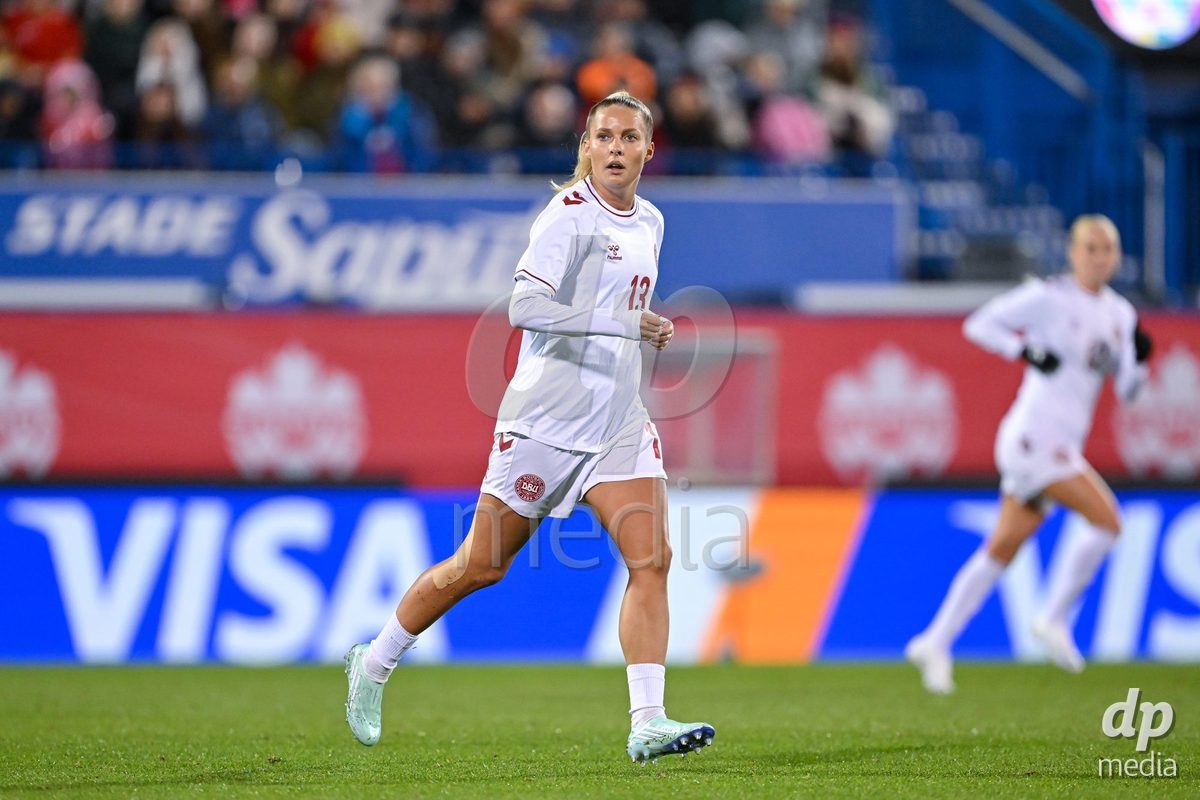 MONTREAL, CANADA - OCTOBER 9: Olivia Holdt of Denmark looks on during the International Women's Friendly football match between Canada and Denmark at Stade Saputo on October 9, 2026 in Montreal, Canada.