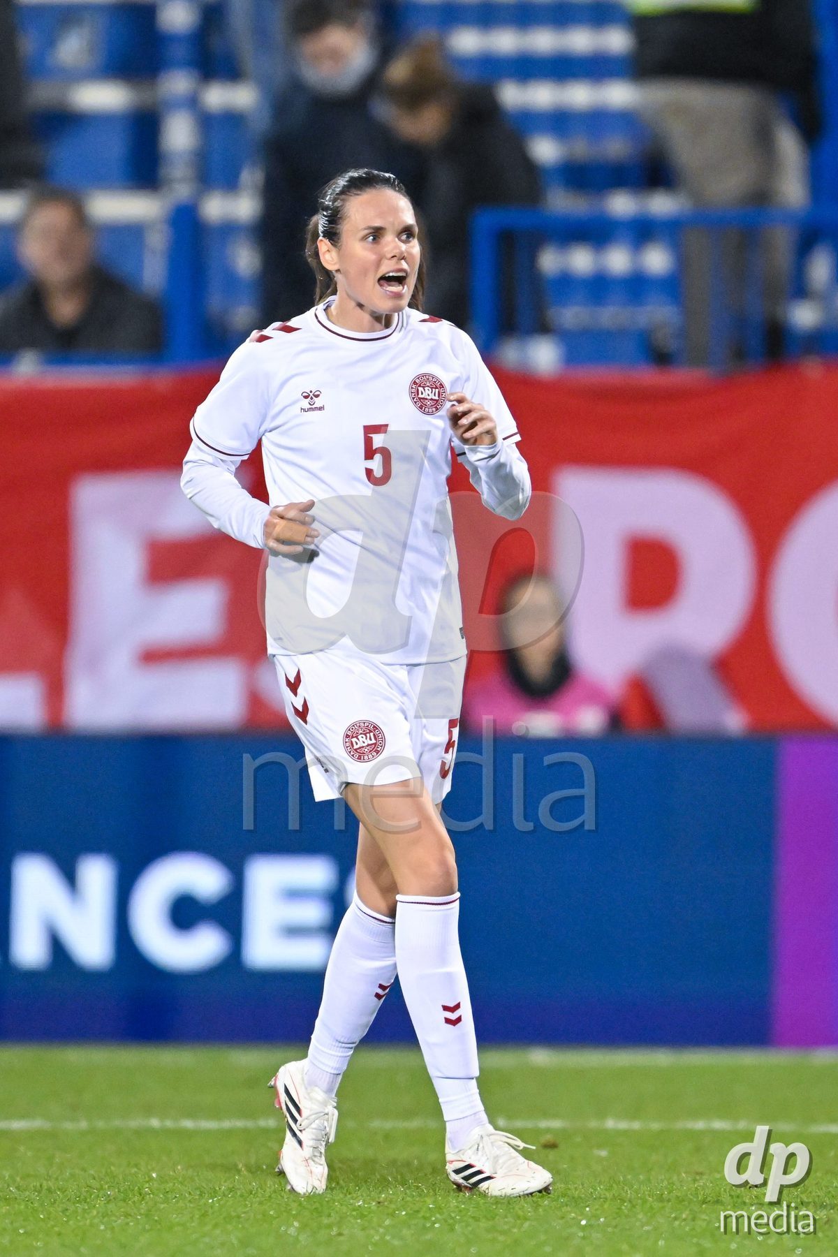 MONTREAL, CANADA - OCTOBER 9: Simone Boyte of Denmark reacts during the International Women's Friendly football match between Canada and Denmark at Stade Saputo on October 9, 2026 in Montreal, Canada.