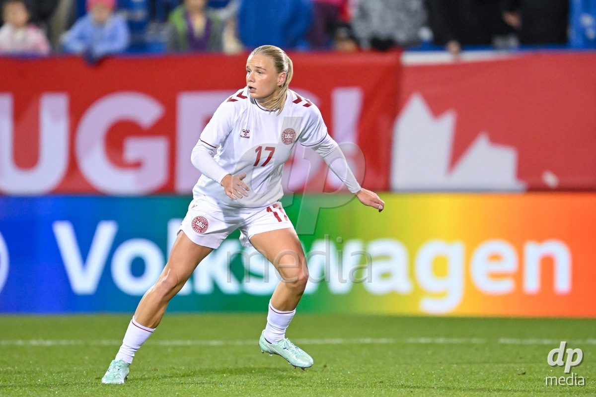 MONTREAL, CANADA - OCTOBER 9: Anna Walter of Denmark reacts during the International Women's Friendly football match between Canada and Denmark at Stade Saputo on October 9, 2026 in Montreal, Canada.