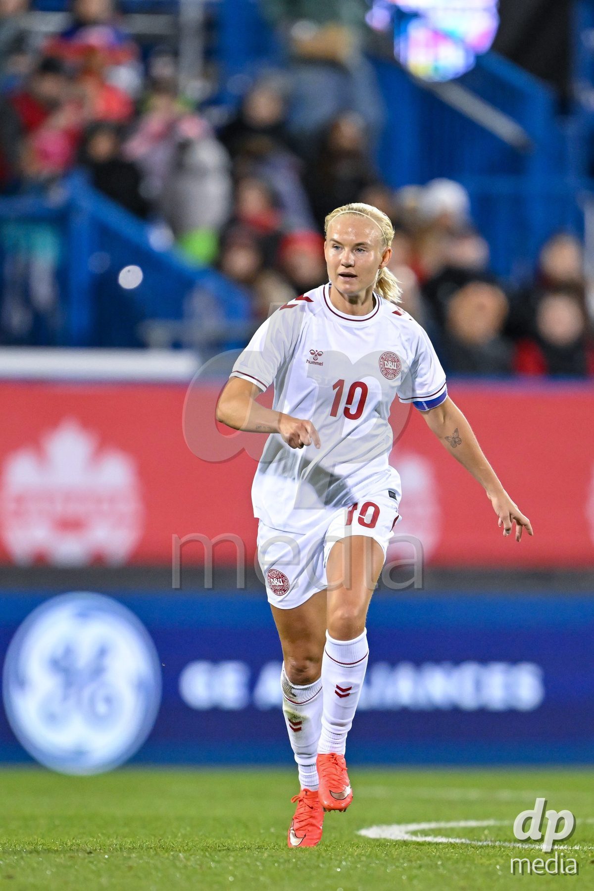 MONTREAL, CANADA - OCTOBER 9: Pernille Harder of Denmark goes forward during the International Women's Friendly football match between Canada and Denmark at Stade Saputo on October 9, 2026 in Montreal, Canada.