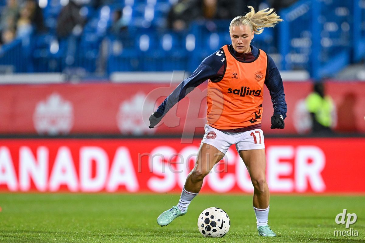 MONTREAL, CANADA - OCTOBER 9: Anna Walter of Denmark during warm up prior to the International Women's Friendly football match between Canada and Denmark at Stade Saputo on October 9, 2026 in Montreal, Canada.
