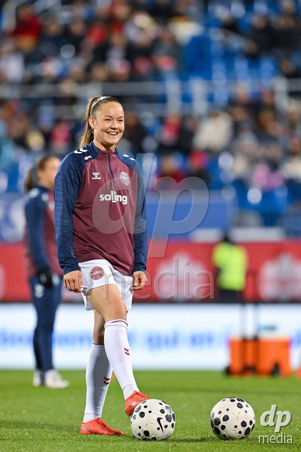 MONTREAL, CANADA - OCTOBER 9: Players of Denmark during warm up prior to the International Women's Friendly football match between Canada and Denmark at Stade Saputo on October 9, 2026 in Montreal, Canada.