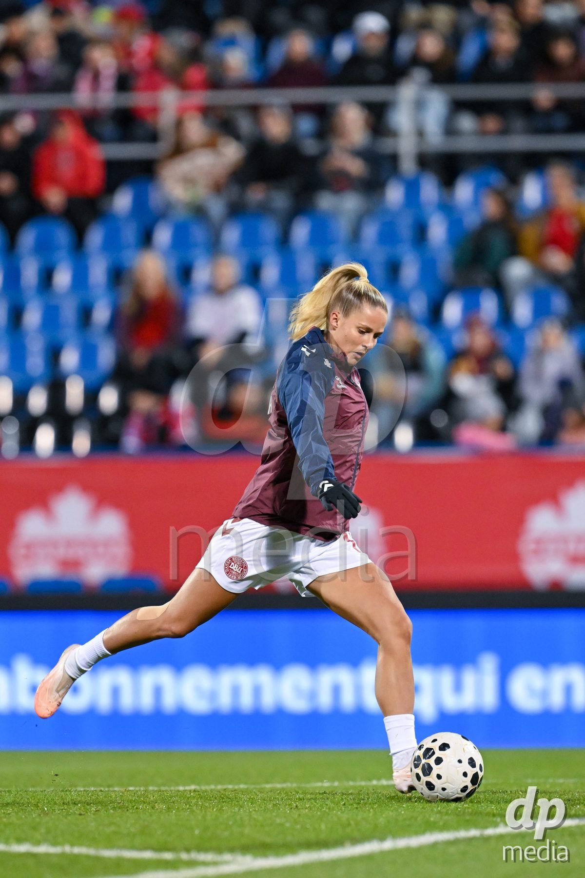 MONTREAL, CANADA - OCTOBER 9: Players of Denmark during warm up prior to the International Women's Friendly football match between Canada and Denmark at Stade Saputo on October 9, 2026 in Montreal, Canada.